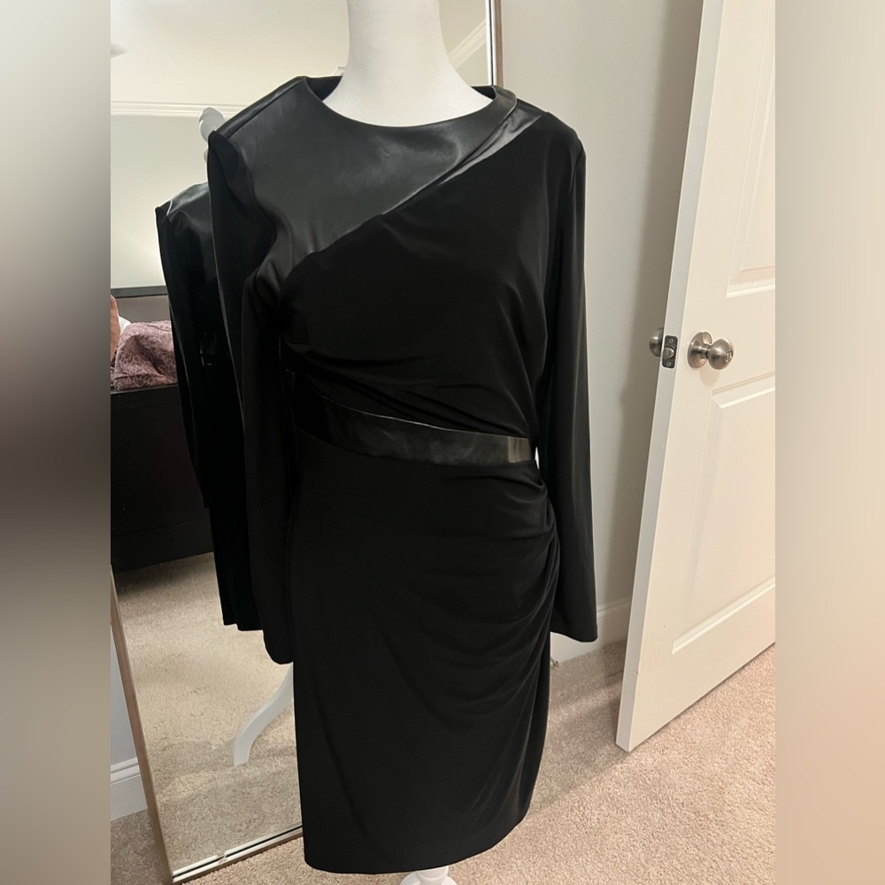 Ralph Lauren cocktail dress with leather and mesh detail